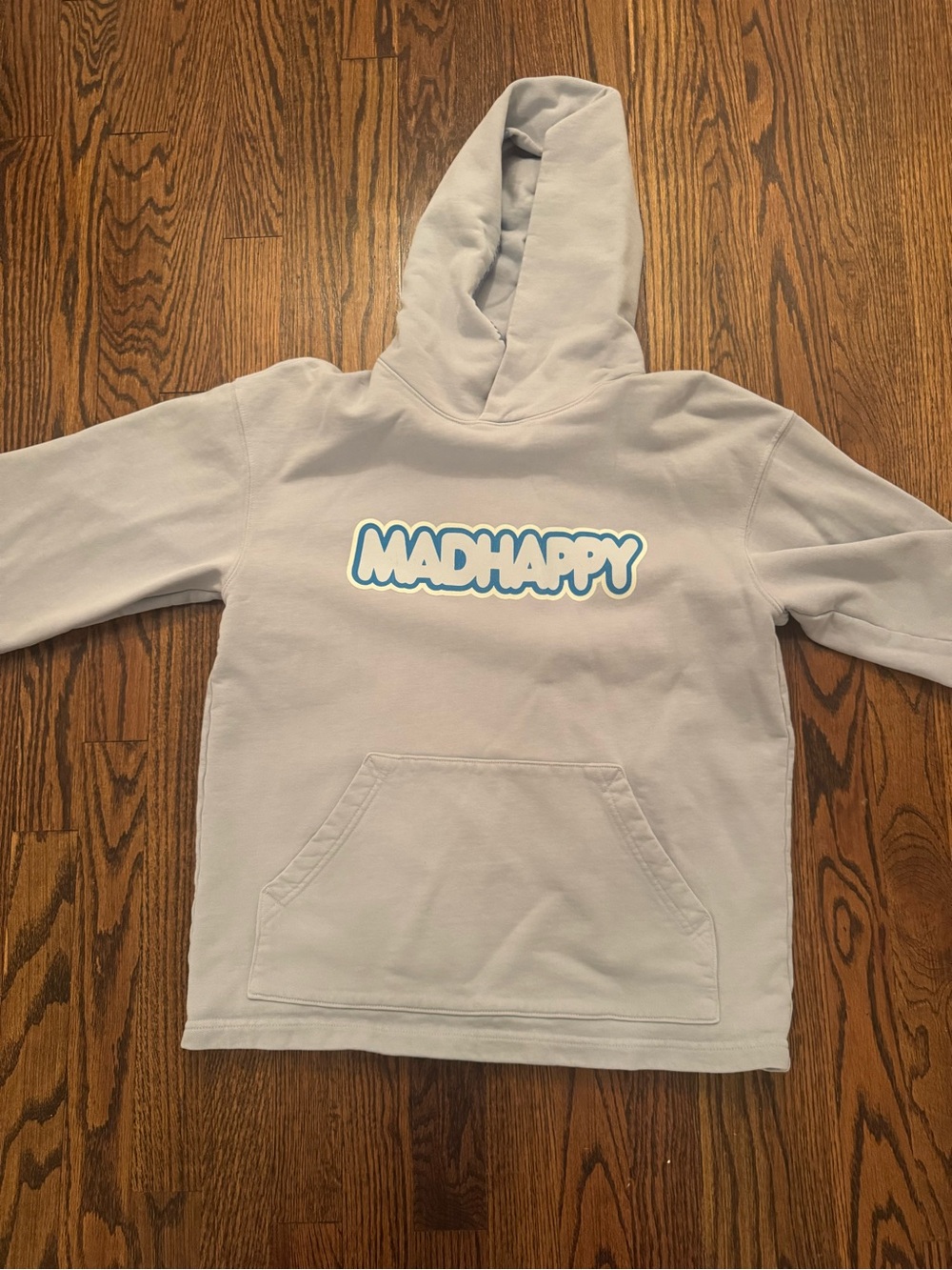 Madhappy pale blue Pullover Hoodie with Blue-Edged Logo oversized small